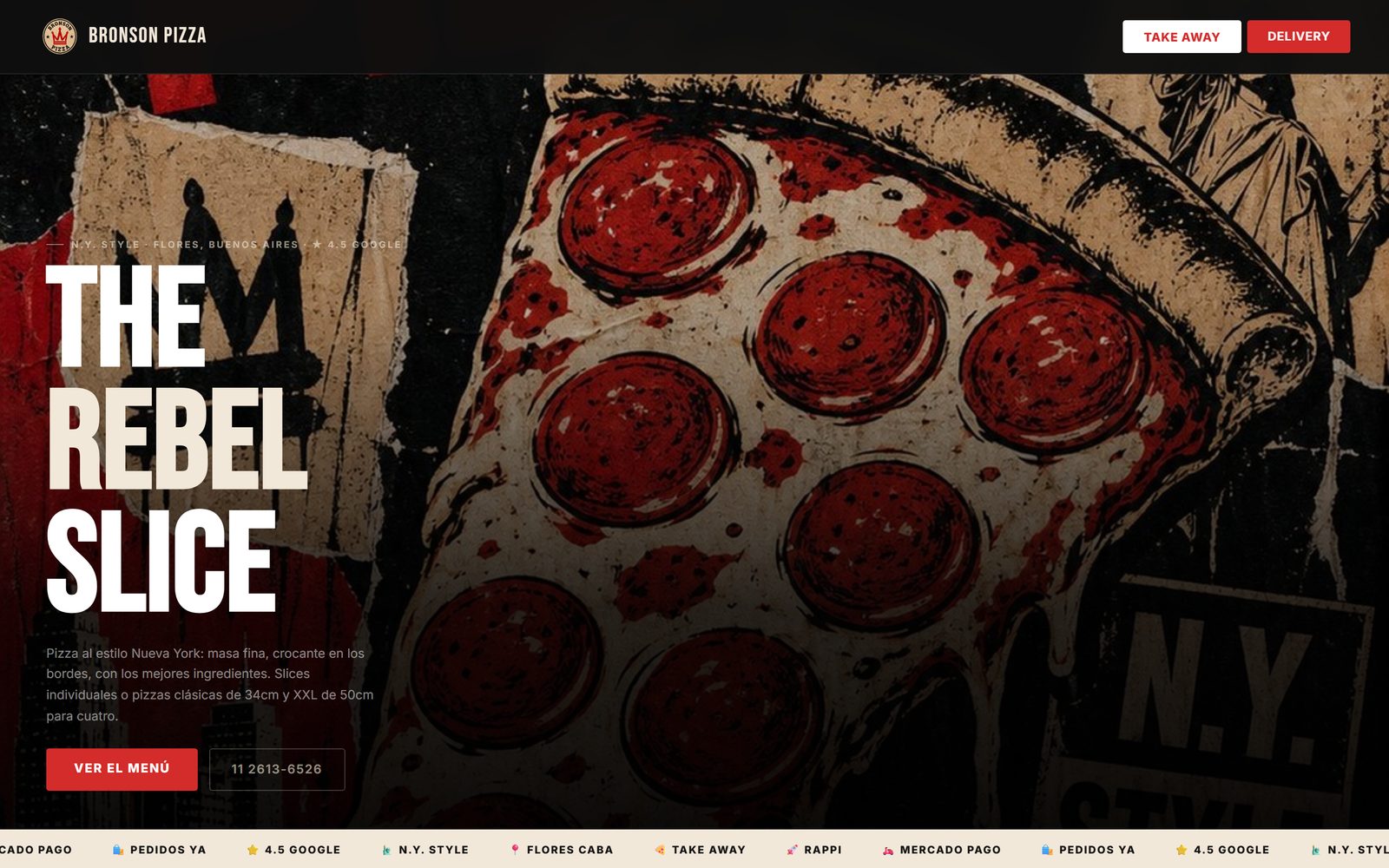 Web de Bronson Pizza diseñada por Kaxo